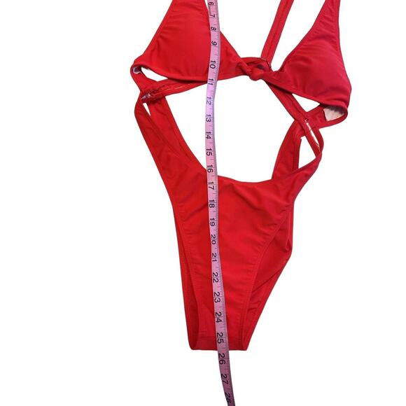 RED Monokini Size S/M Sexy One Piece Swimsuit Strappy Bathing Suit Beach - Picture 13 of 13